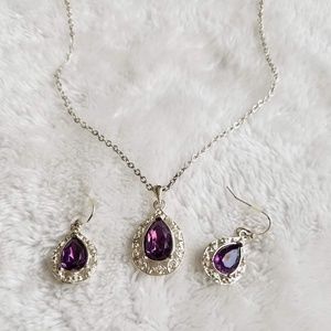 Boutique Purple Necklace Earrings Set, LIKE NEW